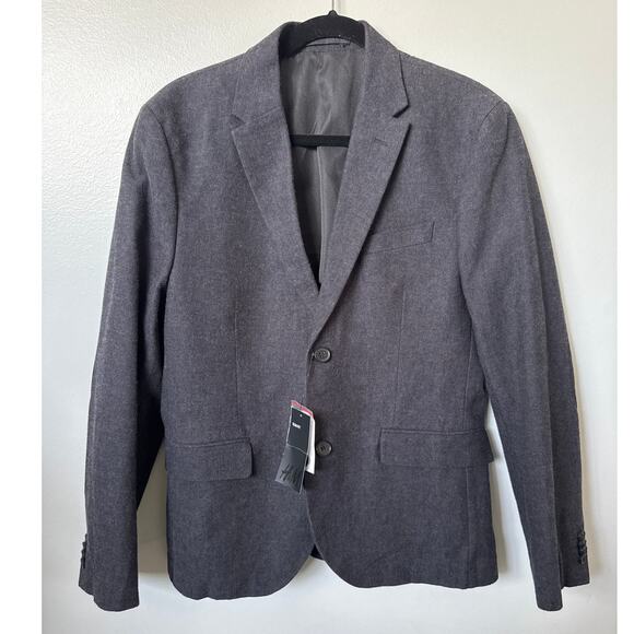 H&M Slim Fit Blazer Charcoal Gray 100% Cotton Men's Size 38R NWT - Picture 1 of 8